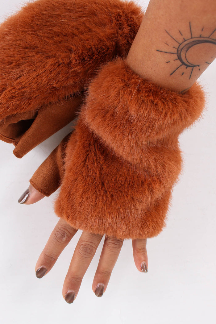 Guanti Ecopelliccia Cammello-2