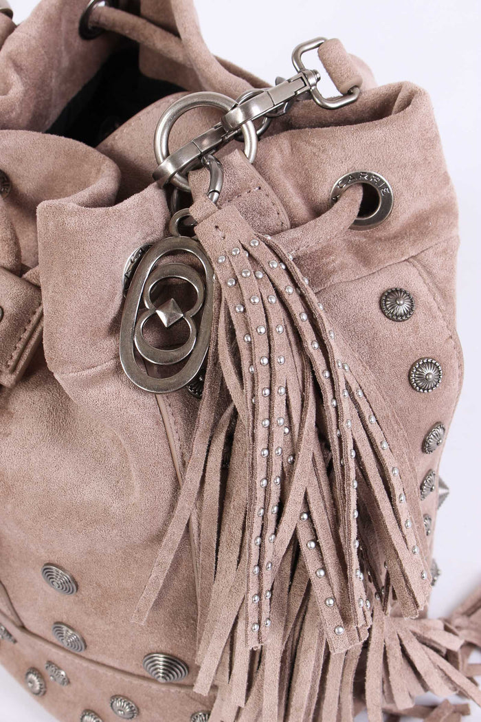 Secchiello Suede Frange Taupe-4