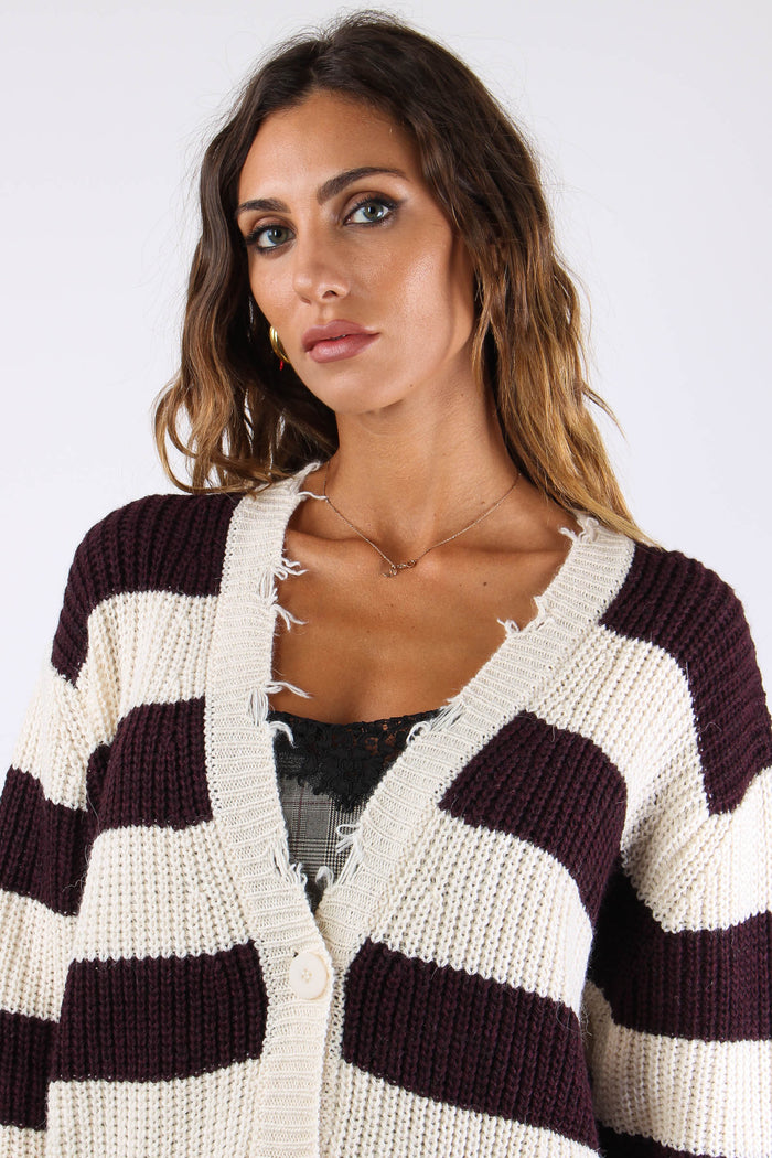 Cardigan Riga Panna/bordeaux-7