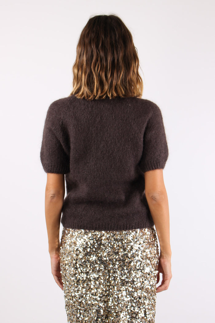 Maglia M/m Inserto Paillettes Cioccolato-5