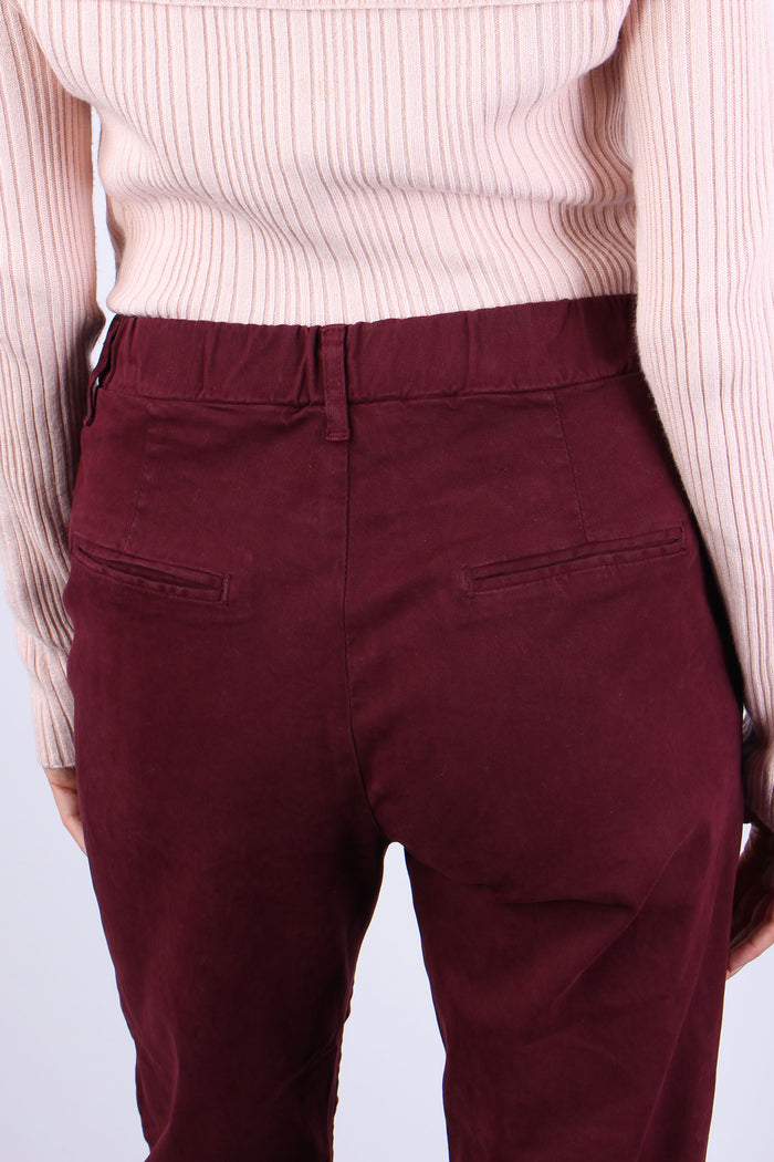 Pantalone Gabardina Elastico Bordeaux-7