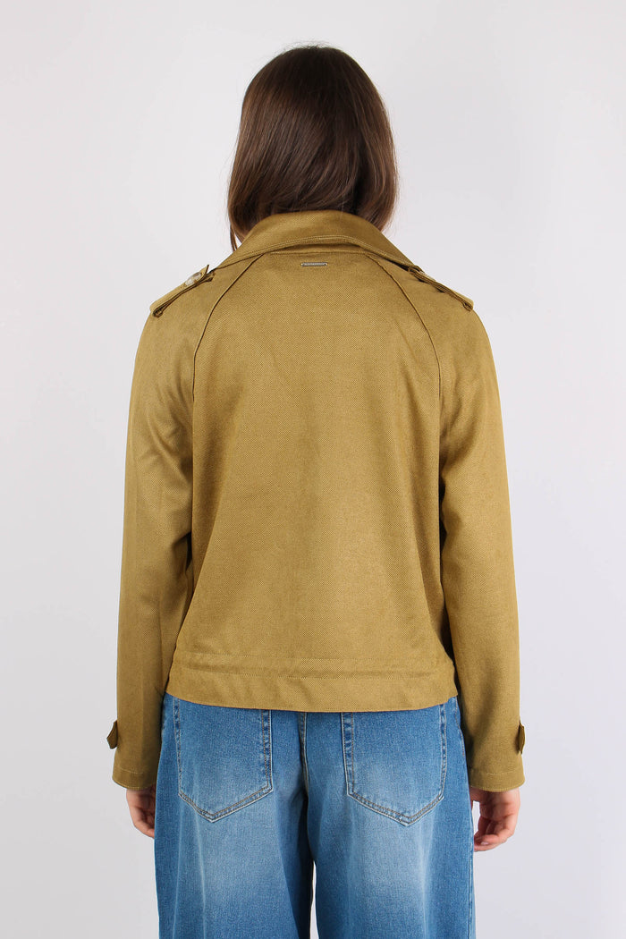 Peacot Corto Tessuto Diagonale Golden Olive-5