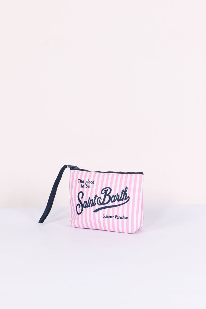 Aline Pochette Righe Mini Rosa/bianco-2