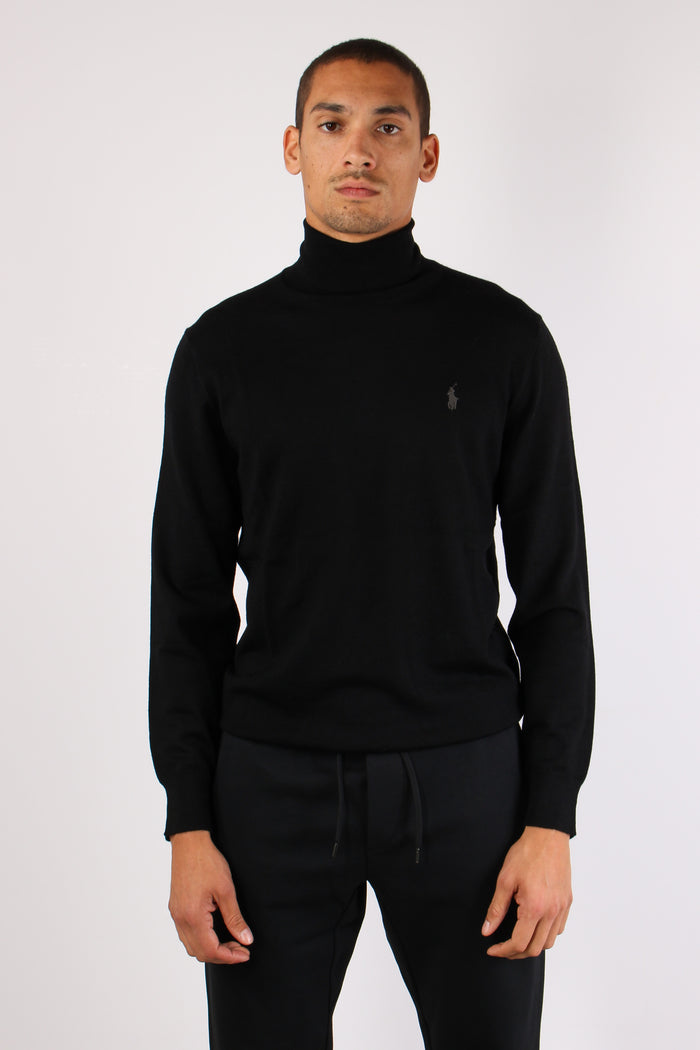 Maglia Collo Alto Lana Merinos Polo Black
