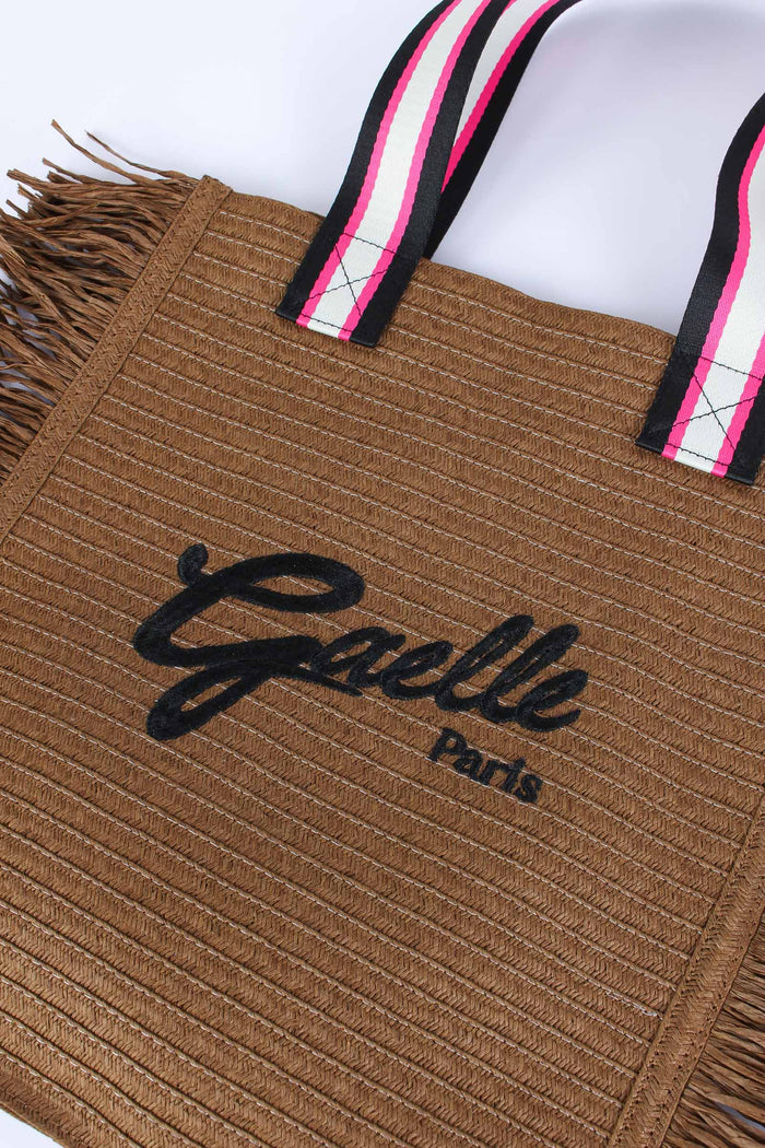 Shopping Rafia Ricamo Logo Nero-4