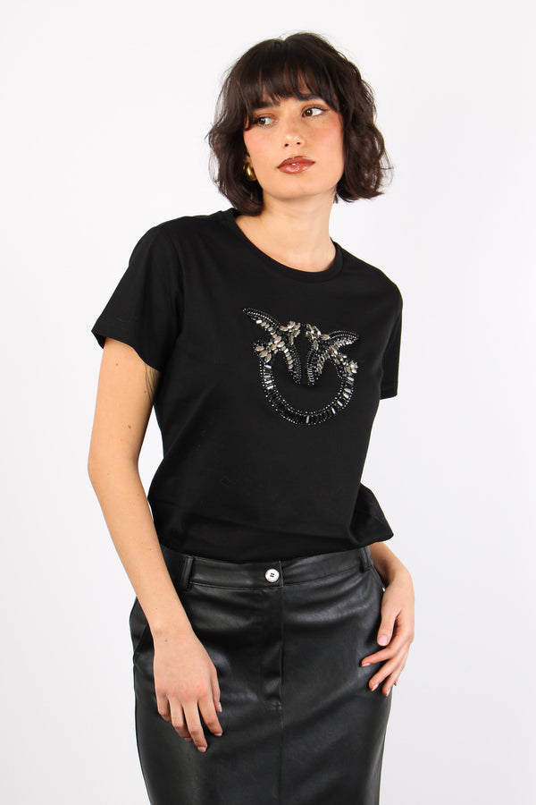 Quentint-shirt Logo Strass Nero Limousine