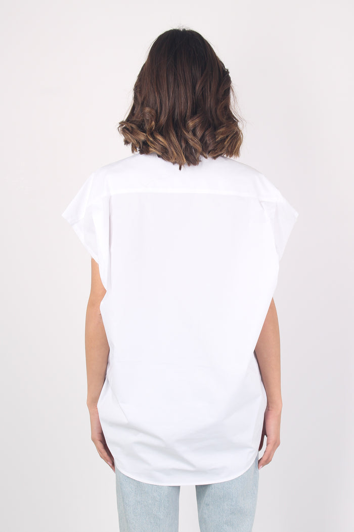 Camicia Over Cotone Bianco-3