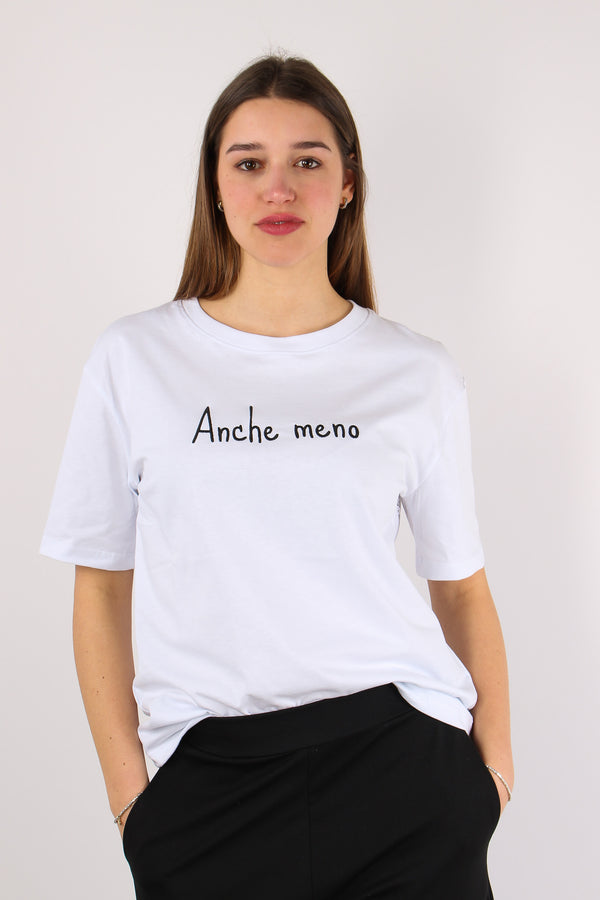 T-shirt Ricamo Anche Meno Bianco-2