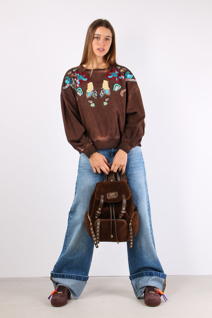 Felpa Over Patch Ricami Unica-6