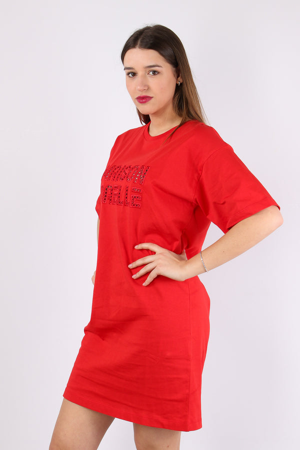 Maxi T-shirt Ricamo Maison Gae Rosso-2