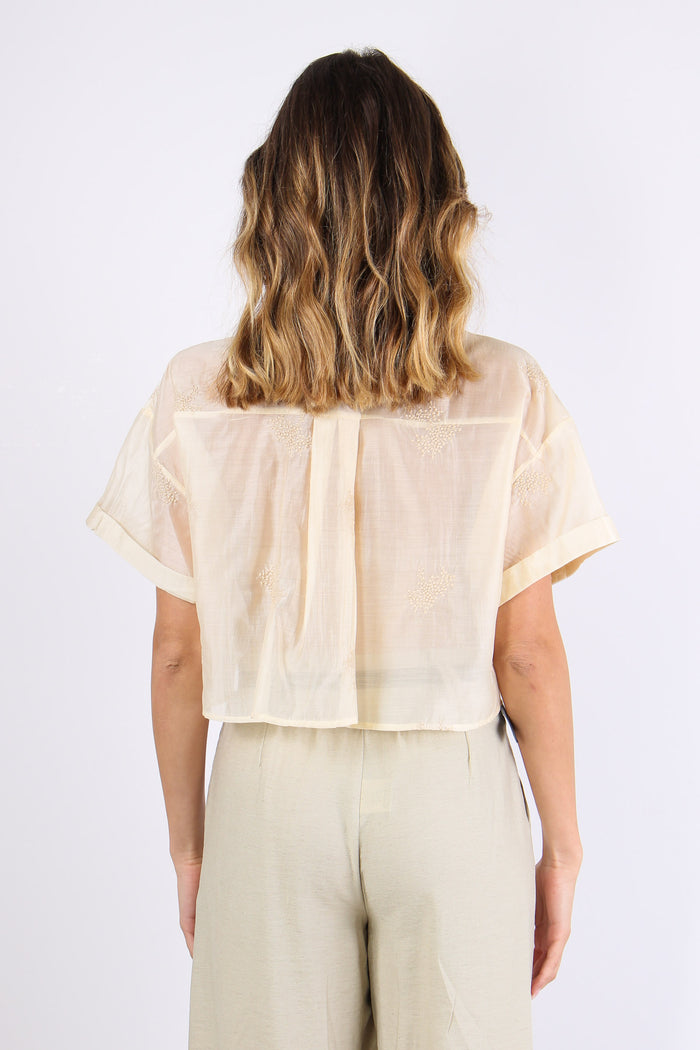 Camicia Corta Mussola Ricamo Naturale-4