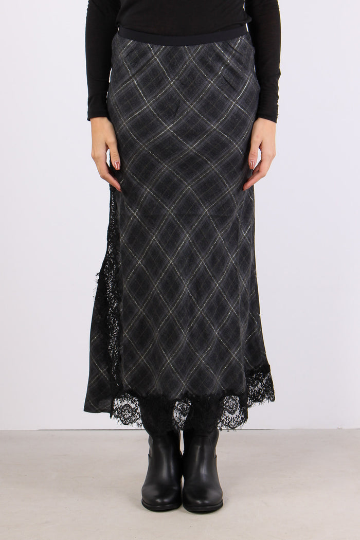 Exaltacion Gonna Check Pizzo Multi Grigio-2