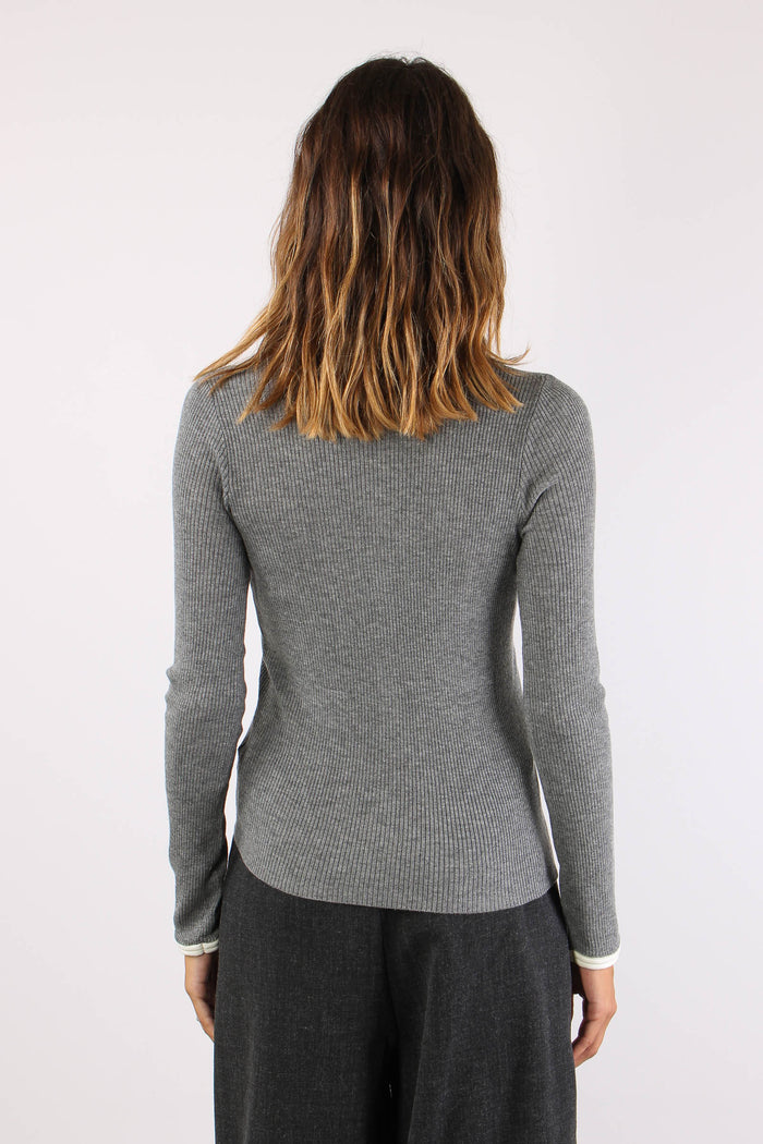 Maglia Costina Bottoncini Grigio-5