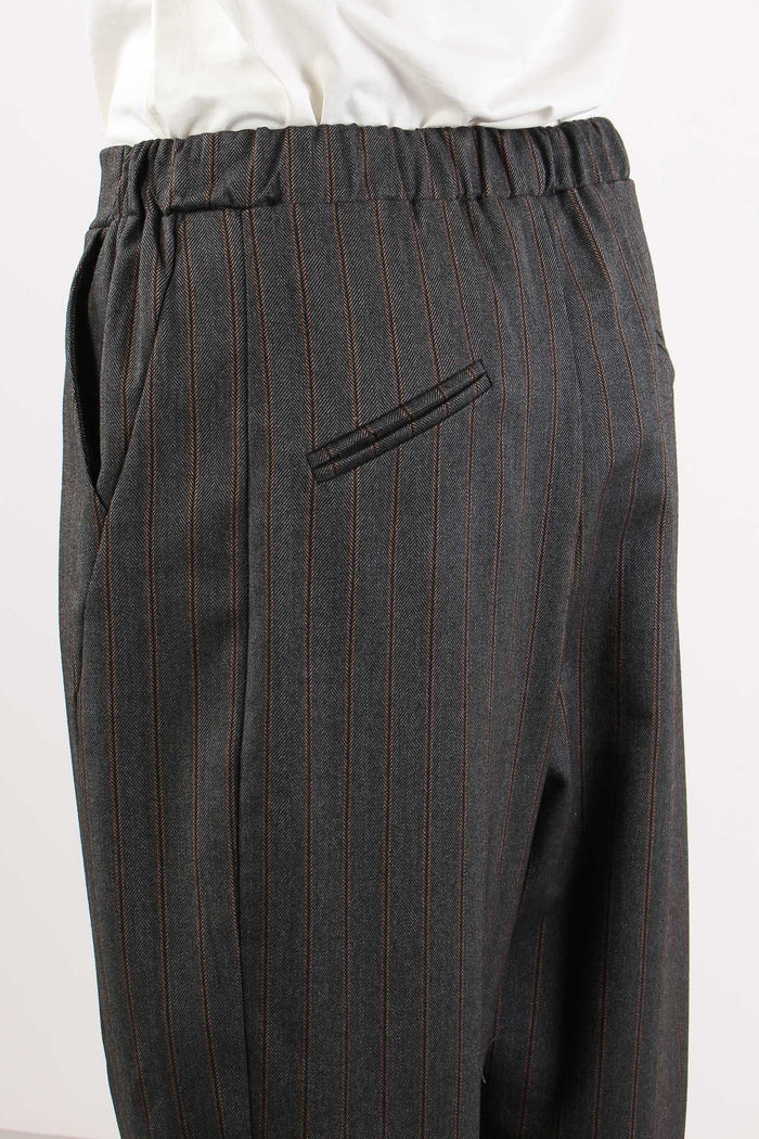Pantalone Carrot Gessato Grigio/ruggine-7