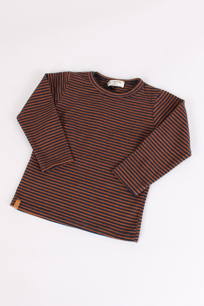 T-shirt Ml Micro Riga Castagna/blu-4