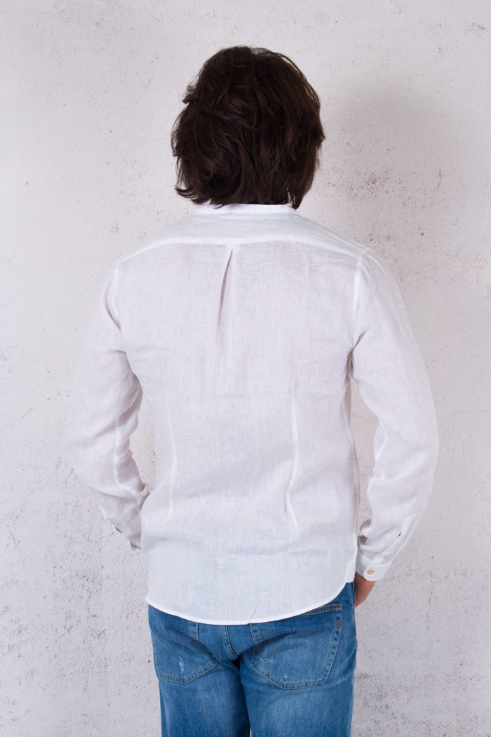 Camicia Coreana Lino Bianco-2