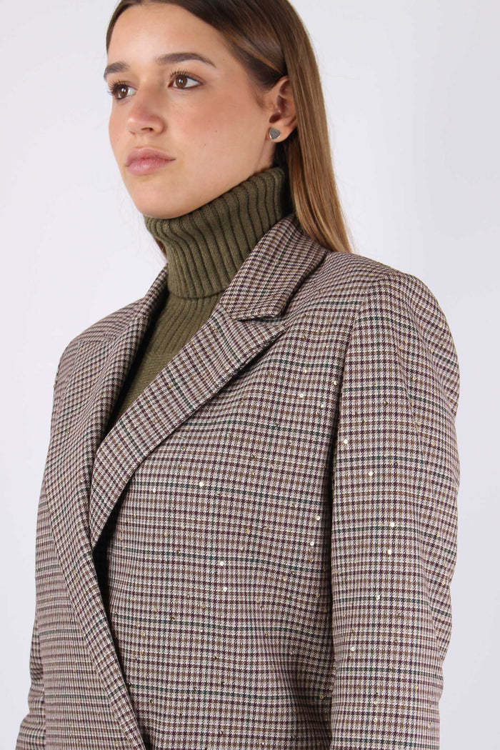 Giacca Pied De Poule Paillette Moro/bordeaux-7