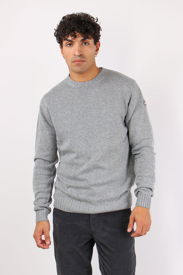 Pullover Basico Logo Grigio Melange-2