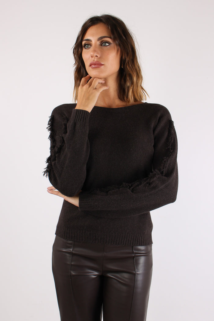 Maglia Girocollo Frangia Manic Moro-2