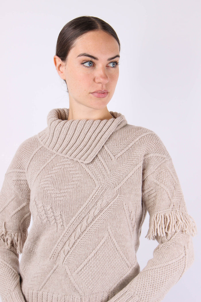 Mastro Maglia Collo Aperto Fra Casha Melange-8