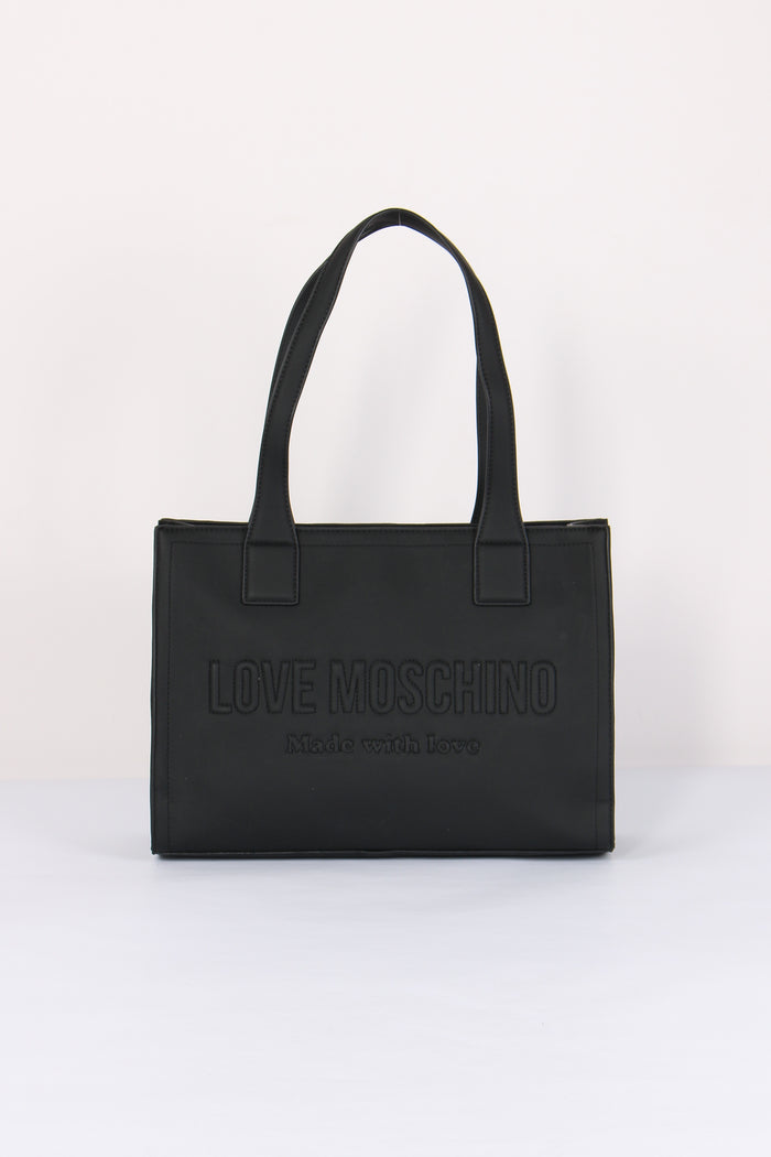 Shopping Rigida Effetto Denim Denim Nero