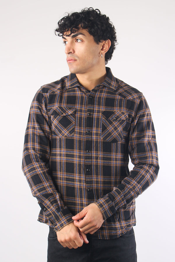 Camicia Texana Check Nero/beige