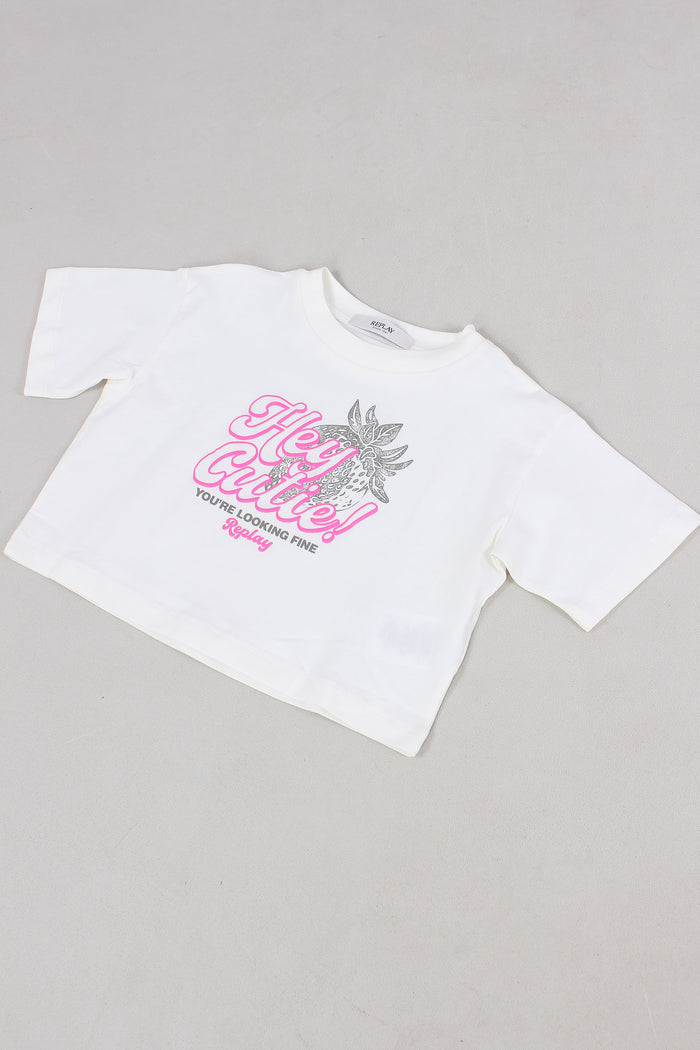 T-shirt Cropped Panna-3