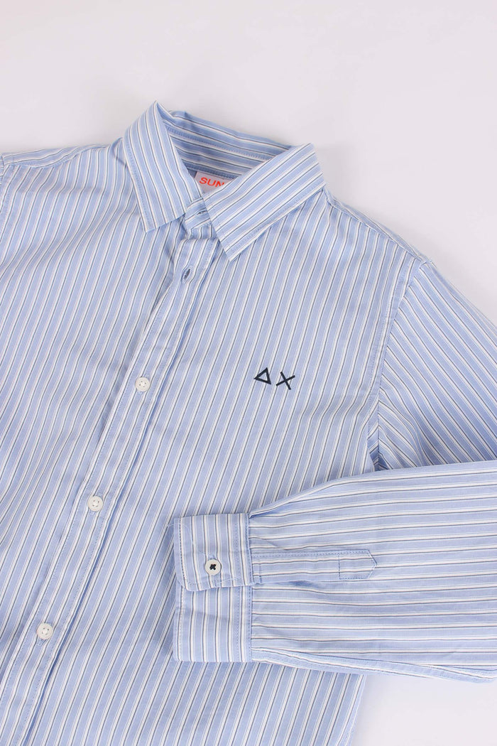 Camicia Cotone Riga Azzurro/bianco-3