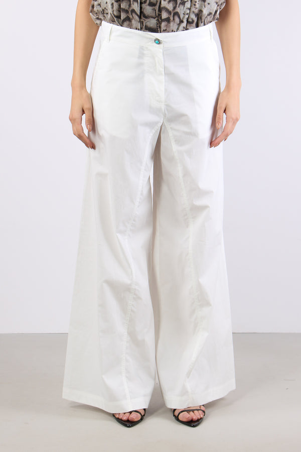Canelli Pantalone Popeline Bianco-2