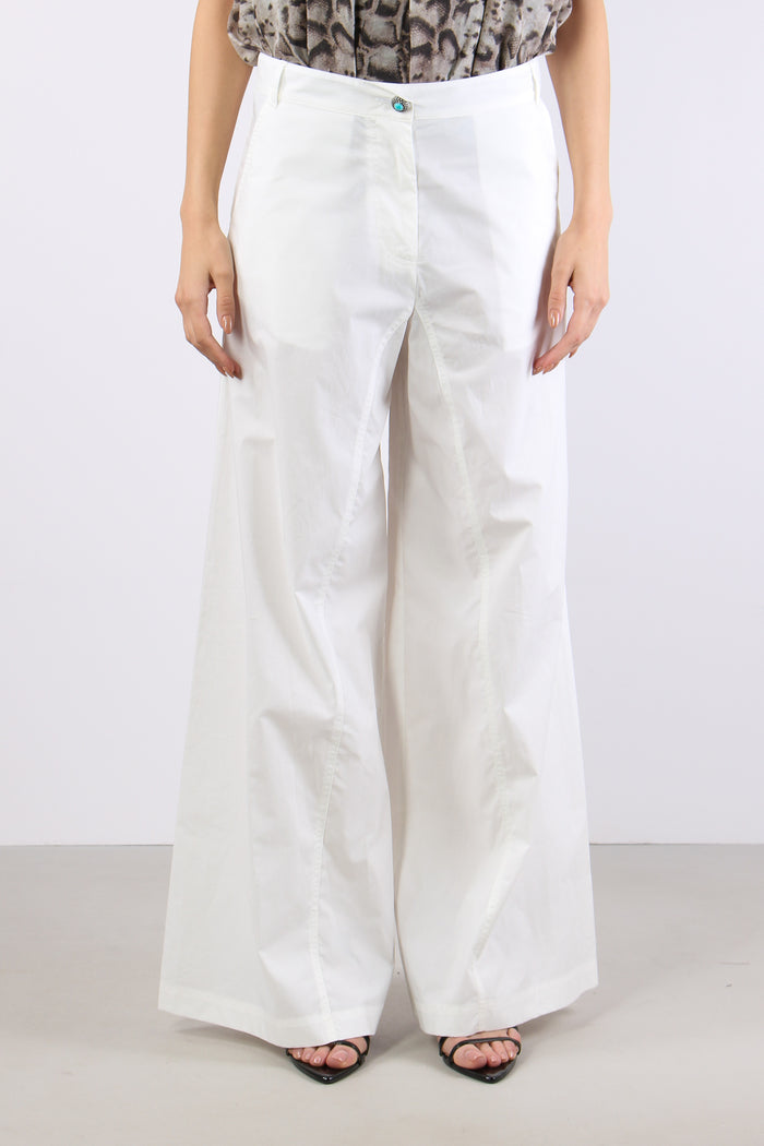 Canelli Pantalone Popeline Bianco-2