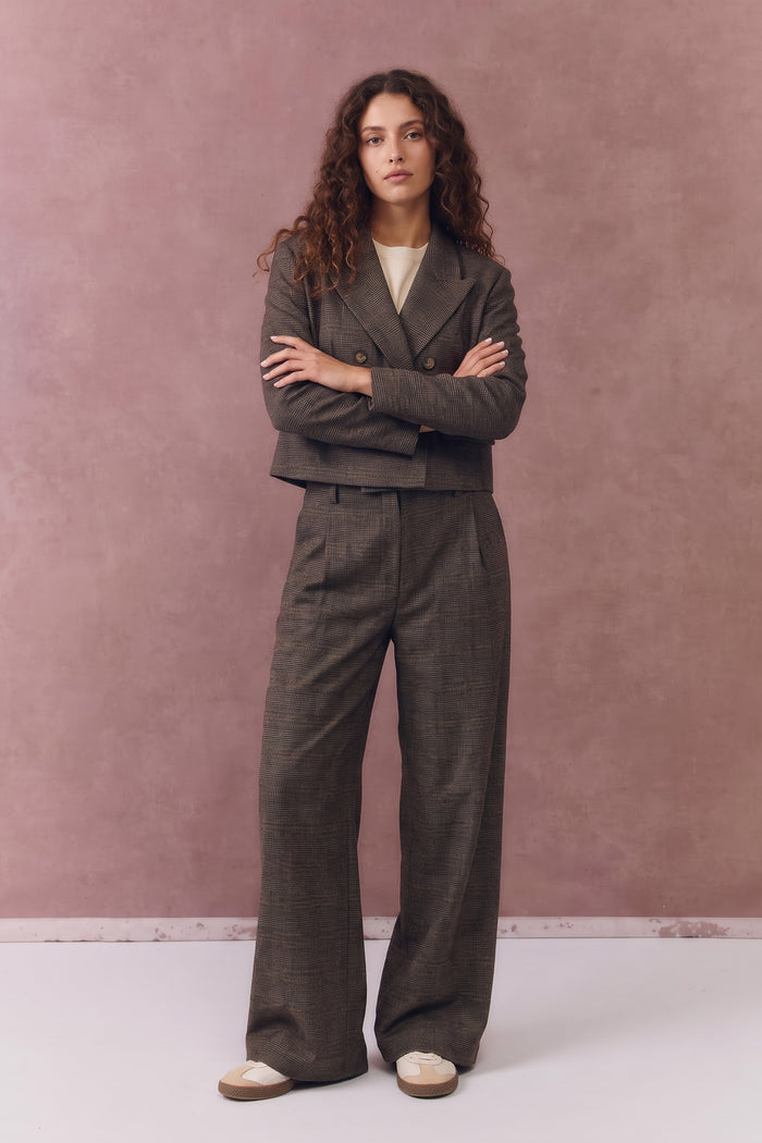 Pantalone Palazzo Quadro Moro/blu