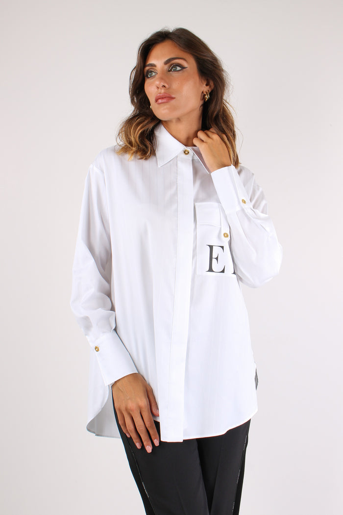 Camicia Over Cotone Bianco-7