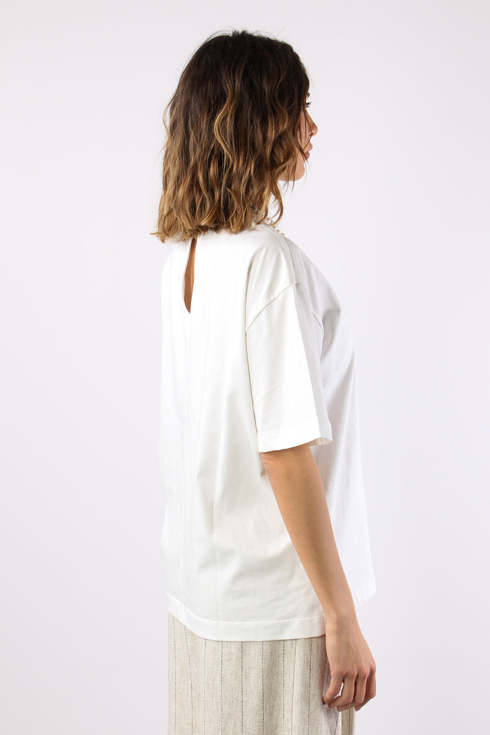T-shirt Collana Perle Bianco-7