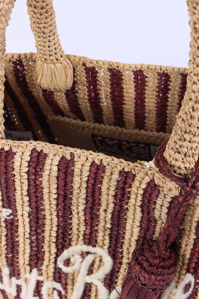 Colette Mini Raffia Righe Beige/moro-7