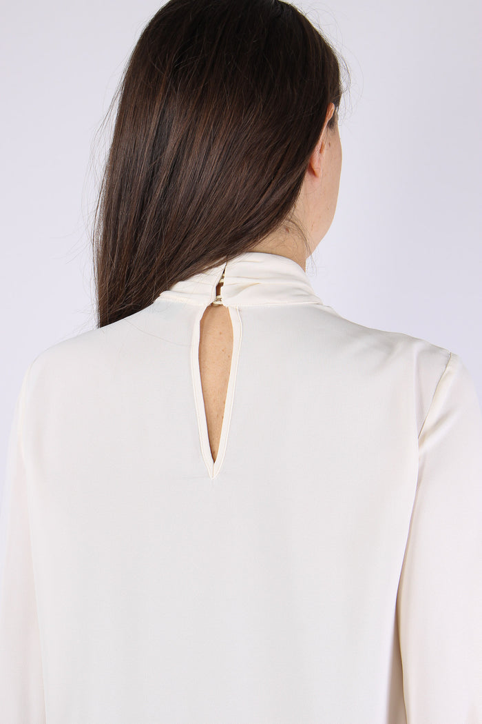 Blusa Georgette Cravatta Burro/nero-8