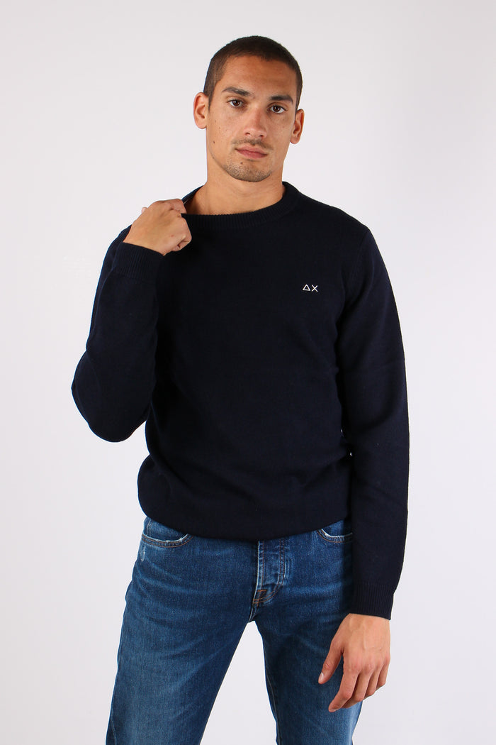 Girocollo Lana Cashmere Navy Blue-5