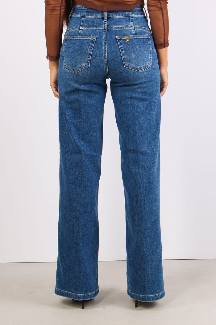 Denim Flare Cintura Denim Medio-4