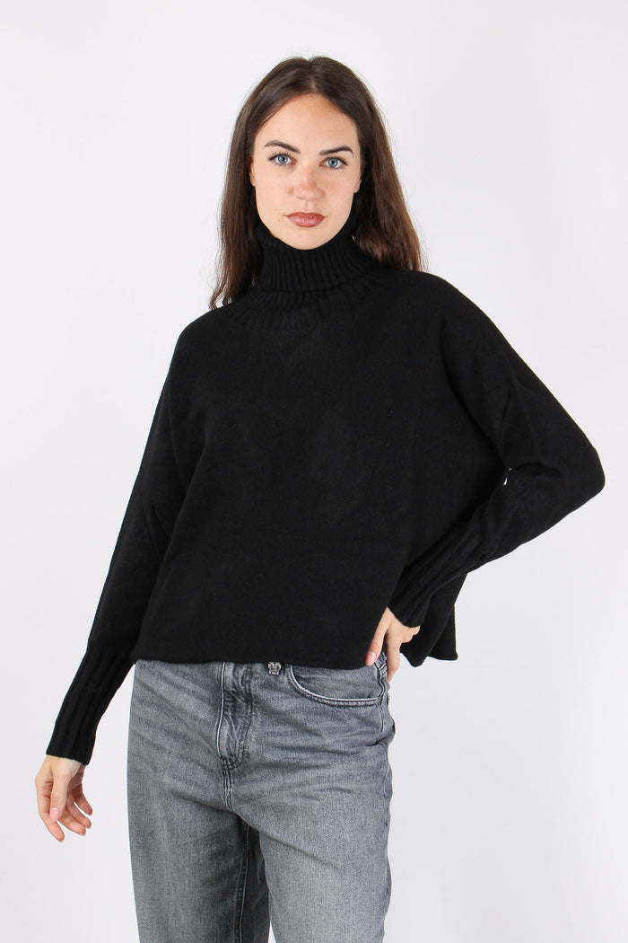 Maglia Collo Alto Viscosa Nero-3