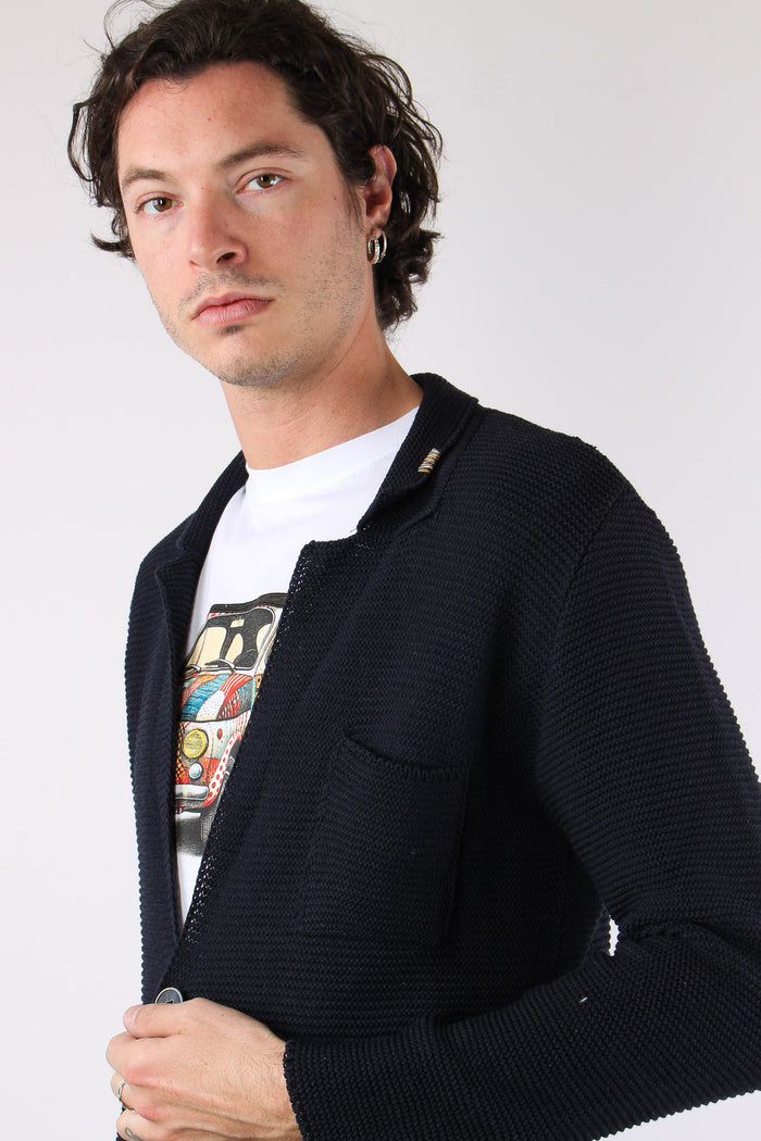 Giacca In Maglia Blu Navy-7