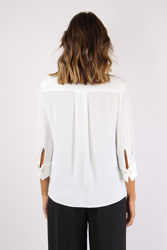 Camicia Viscosa Clip Tasca Avorio-5