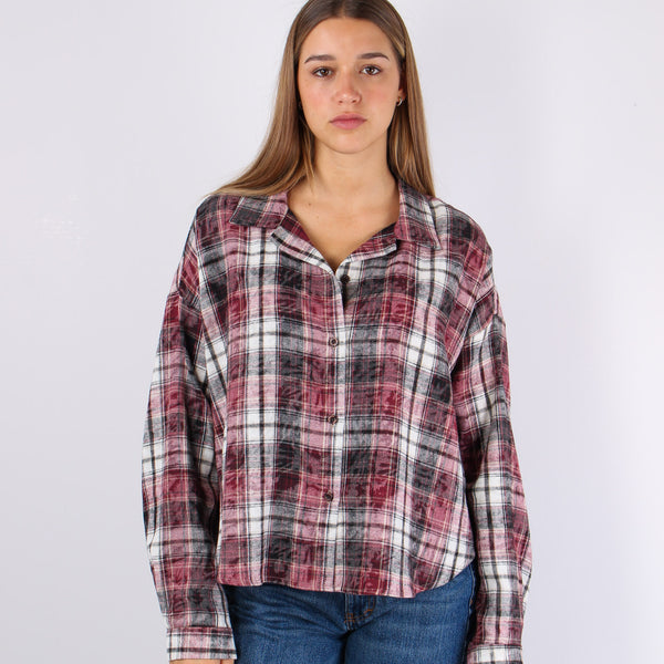 Camicia Quadri Stondata Bordeaux/nero-2