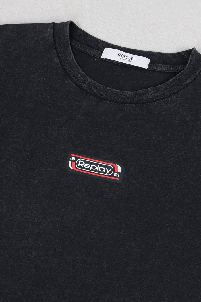 T-shirt Cropped Stone Washed Nero-4