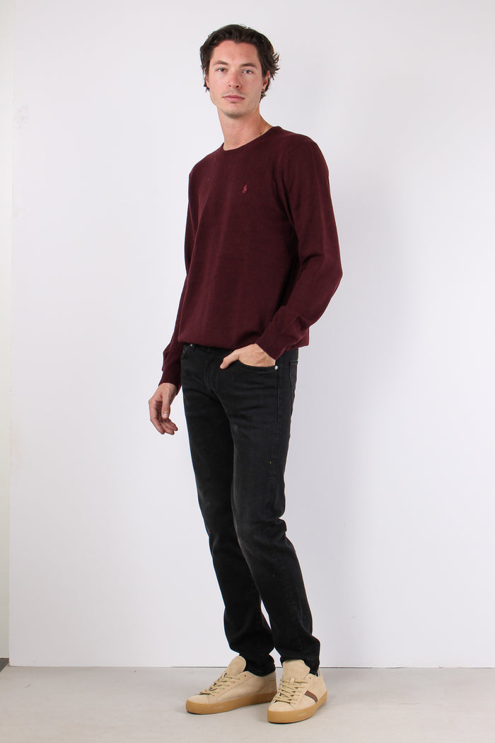 Maglia Girocollo Lambswool Wine Heather-3
