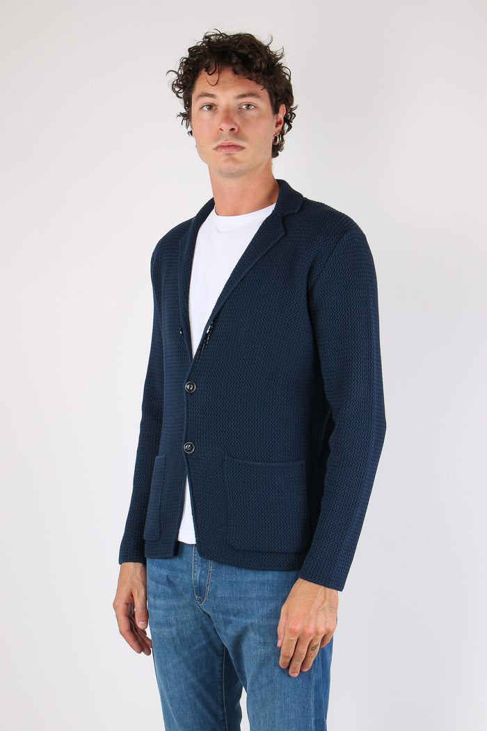 Cardigan Tessuto Lavorato Blu-3