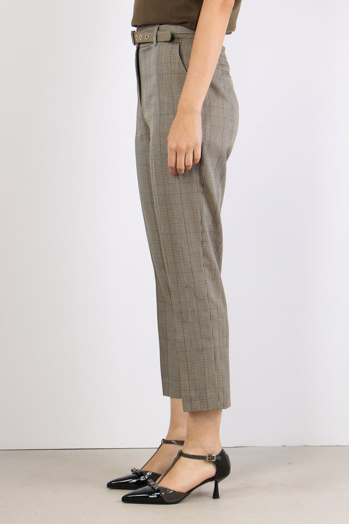 Taty Pantalone Dritto Check Fango/blu-5