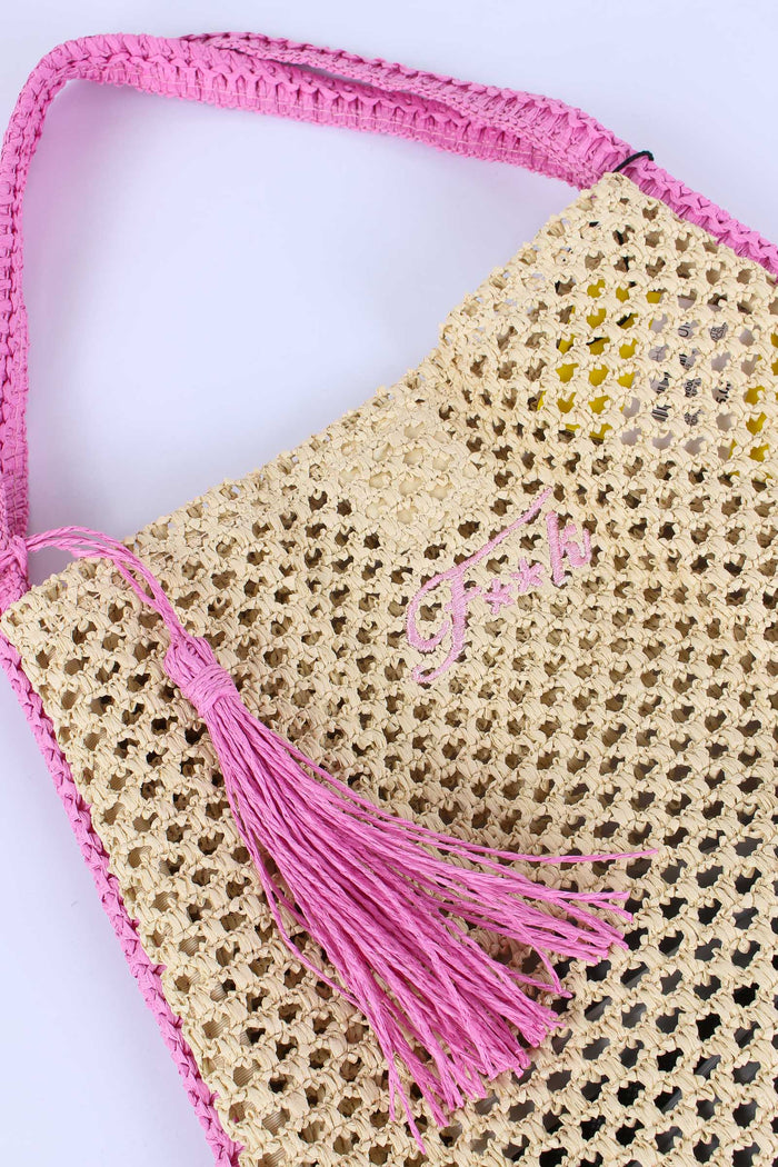 Borsa Rafia Profilo Contrasto Fucsia-8