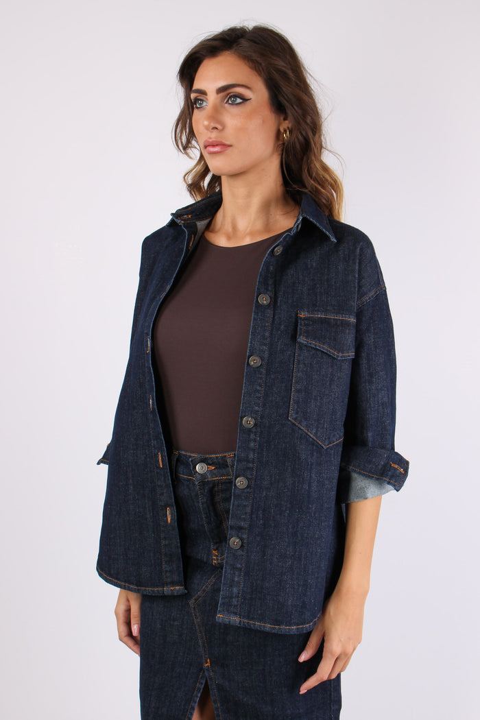 Camicia Over Denim Denim Scuro-4