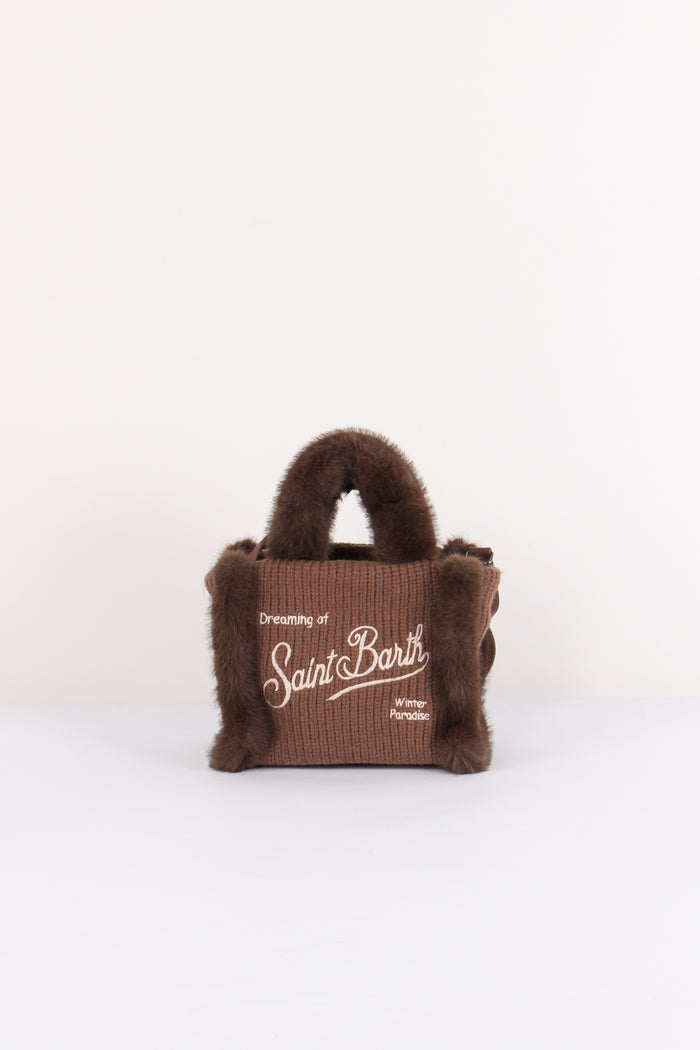 Borsa Mano Costine Pelliccia Brown