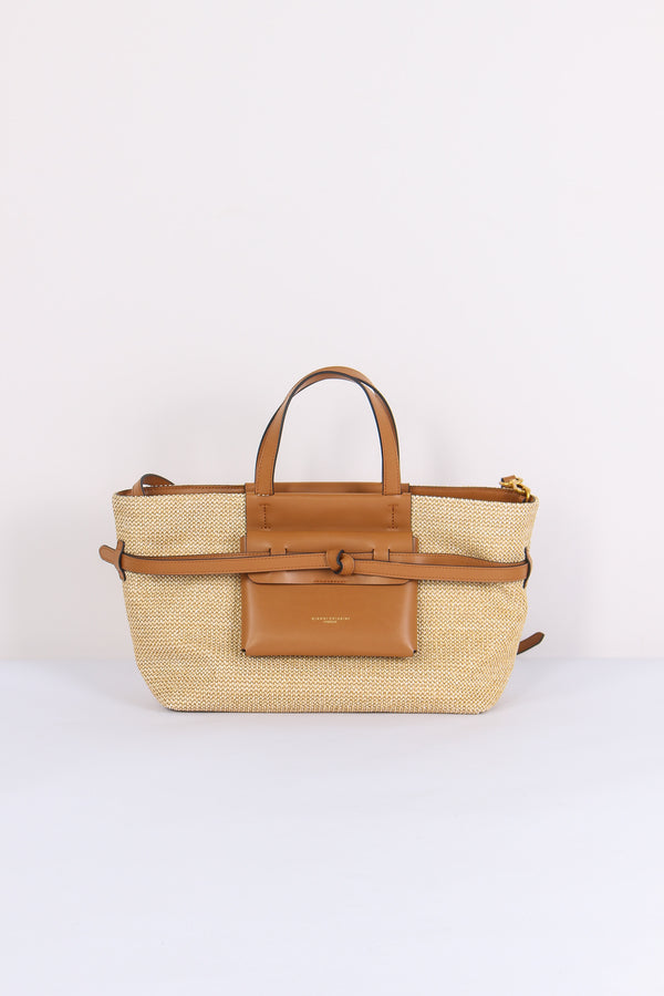 Belty Shopping Mini Rafia Naturale/cuoio