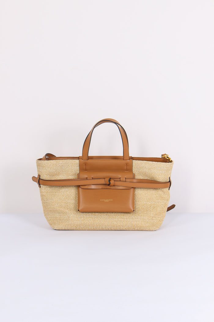 Belty Shopping Mini Rafia Naturale/cuoio